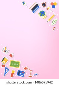 Back to school, School supplies poster template vector illustration