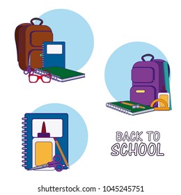 Back to school and supplies set of icons vector illustration graphic design