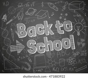 Back to school supplies sketch notebook doodles hand drawn vector illustration