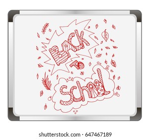 Back to School Supplies Sketch on white board background. Back to School Set. Vector illustration. 