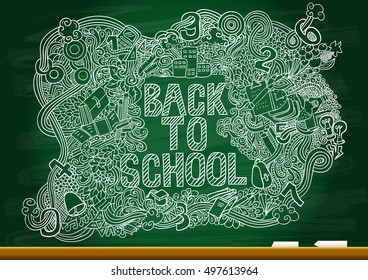 Back to School Supplies Sketchy Notebook Doodles with Lettering