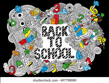 Back to School Supplies Sketchy Notebook Doodles with Lettering