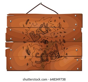 Back to School Supplies Sketchy on wooden plank background. Back to School Set. Vector illustration. 