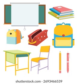 Voltar para School Supplies Vetor Set