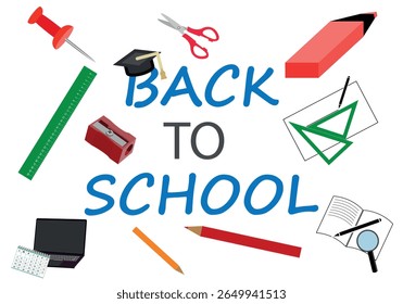 Back to school surrounded by school supplies