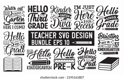 Back to school svg design bundle - Isolated vector element. First day of school logo Template for logo, banner, poster, flyer, greeting card, web design, print design. Vector illustration. Calligraphy