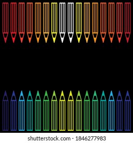 Back to school symbol, colored pencils vector, isolated on black background, creative template.