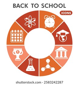 Back to school symbols collection or sketches. Studies theme diagram pie in linear style signs for web and app. Vector graphics isolated on white background