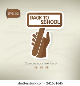 Back to school symbol,sticker design,brown version,clean vector