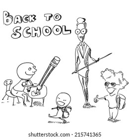 Back to school with teacher and kids