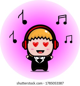 Back To School Teacher Listening To A Music Vector Character Illustration 