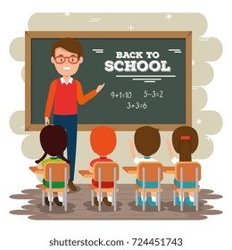 de vuelta a la escuela profesora que enseña a sus alumnos 