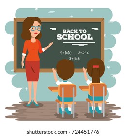 back to school teacher teaching to her students 
