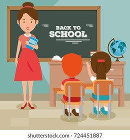 back to school teacher teaching to her students 