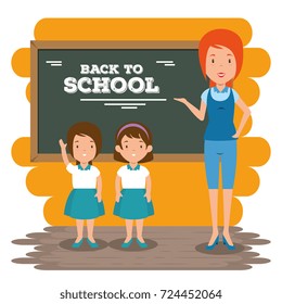 back to school teacher teaching to her students 