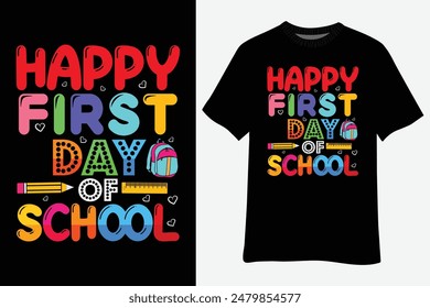 Back To School Teachers Kids Boys Happy First Day Of School T-Shirt Design