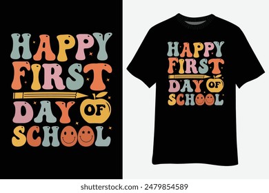 Back To School Teachers Kids Boys Happy First Day Of School T-Shirt Design