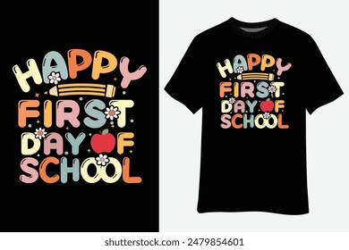 Back To School Teachers Kids Boys Happy First Day Of School T-Shirt Design