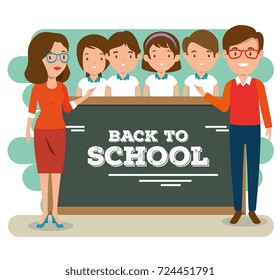 back to school teachers with their students 