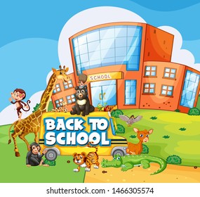 Back to school template with animals illustration