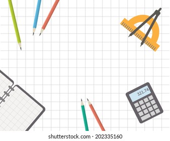 Back to school, template background. Vector illustration.