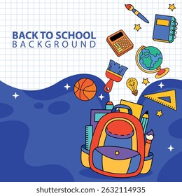 Back to school template background vector illustration