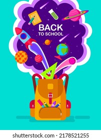 back to school, template banner, bag , kids concept vector illustration