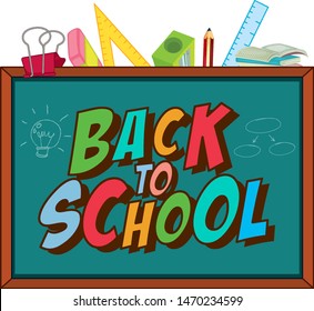 Back to school template with blackboard illustration