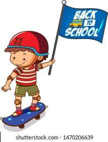 Back to school template with boy illustration