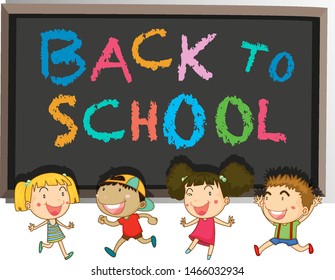 Back to school template with children illustration