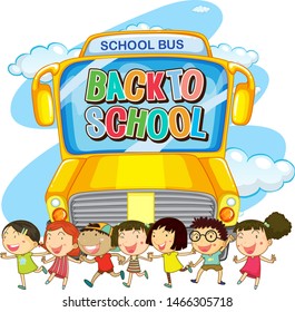 Volver a la plantilla escolar con ilustración infantil