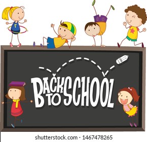 Back to school template with children illustration