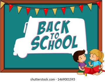 Volver a la plantilla escolar con ilustración infantil