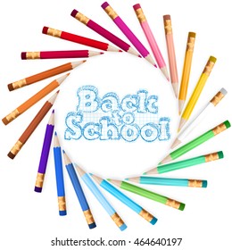 Back to school template with colorful pencils. EPS 10 vector file included