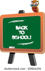 Back To School Template Design with School Board with owl