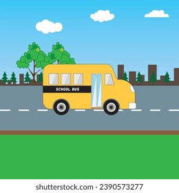 Back to school template design with school bus .School bus vector. School vector with background. Bus vector illustration.