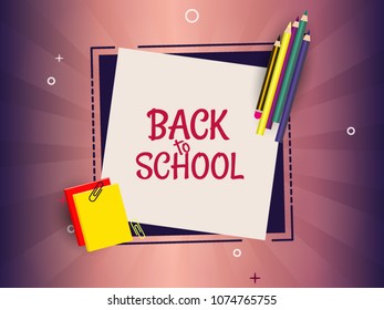 Back to school template design with colorful pencil and notepad. background poster and banner design for print.