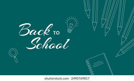 Back to school template design. Welcome back to school text with doodle on blackboard background. Vector illustration