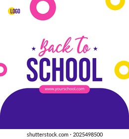 Back to school template poster  flat design colorful vector. Suitable for education