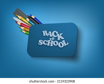 Back To School Template. School Supplies. Pencils, Pen and Ruler. EPS10 Vector