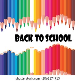 back to school template with various colorful pencils. banner, poster, flat design colorful, vector