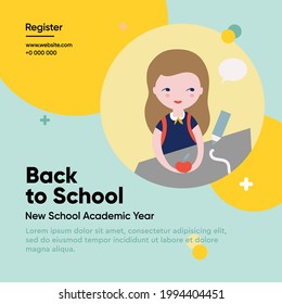 Back to school template, vector illustration