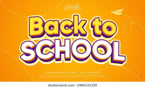 Back to school text banner. Fun editable text effect