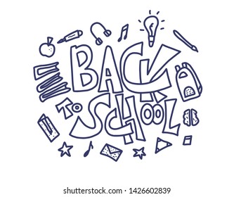 Back to school text for banner. Template for sale cards and promotion. Vector illustration.