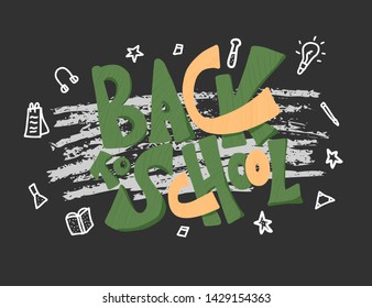 Back to school text for banner. Template for sale cards and promotion. Vector illustration.
