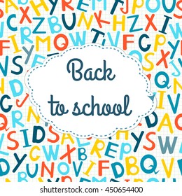 Back to school text , doodle alphabet  colorful background