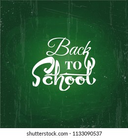 Back to school text drawing by white chalk in blackboard. Web elements, for blog and sales. Vector illustration banner.