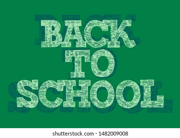 Back to school text drawing on blackboard. Vector illustration banner.
