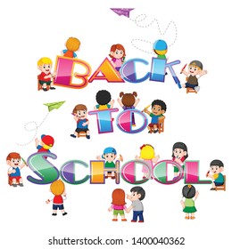 the back to school text drawing with the student around it