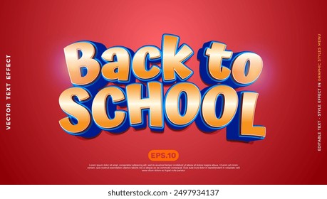 Back to school text editable three dimension style